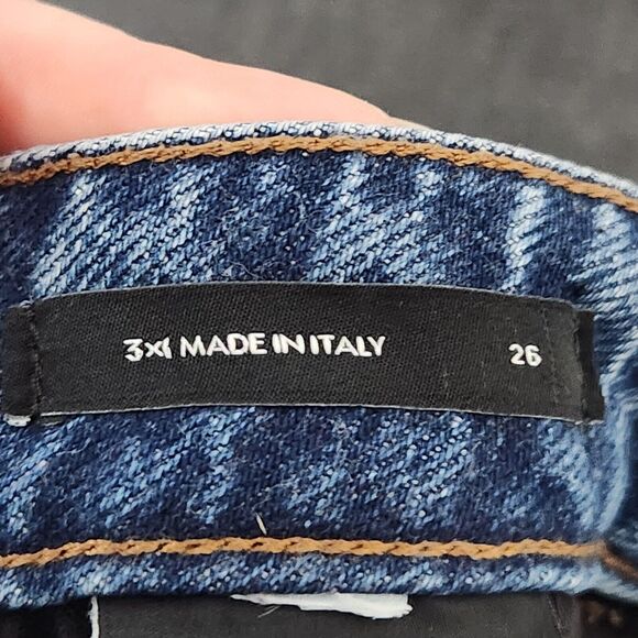 3X1 Sabina Distressed Raw Hem Button Fly Straight Denim Blue Jeans ITALY SIZE 26 - Picture 11 of 13